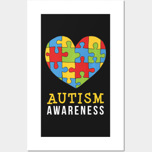 Autism Awareness Puzzle Heart Posters and Art